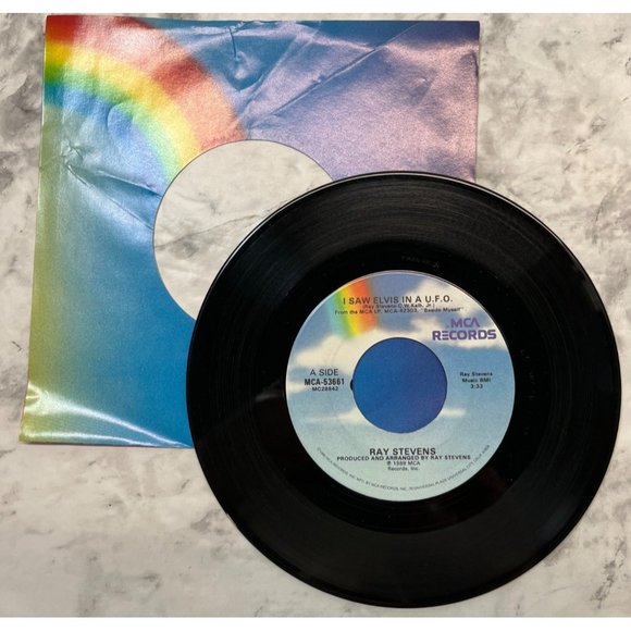 Ray Stevens I Saw Elvis in a UFO / I Used to Be Crazy 45 Pop Parody MCA 1989 - Picture 3 of 6